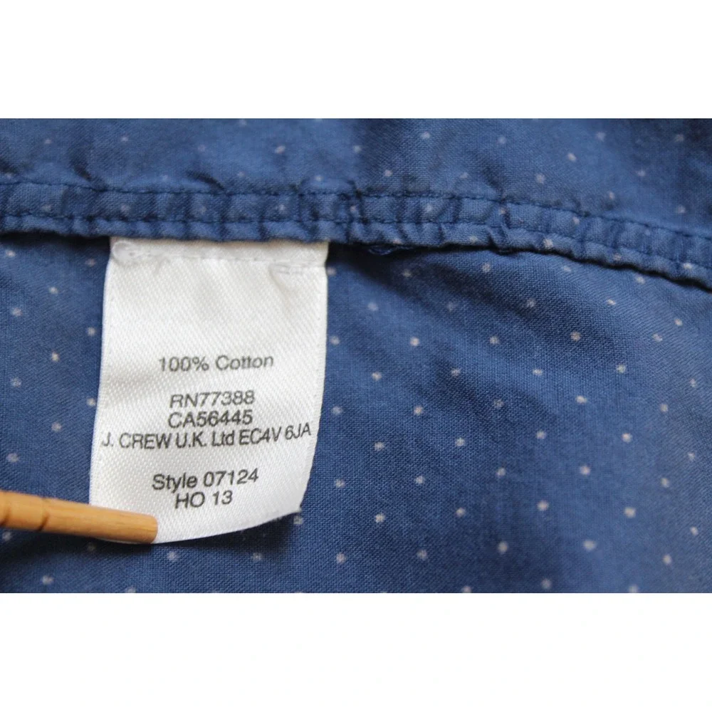 J.Crew Ludlow Mens Large Blue Shirt White Polka Dot 120s 2-Ply Cotton 07124‎